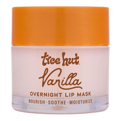 Tree Hut Vanilla Overnight Lip Mask jar shown for overnight hydration.