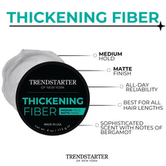TRENDSTARTER Thickening Fiber acabado mate en peinado definido.