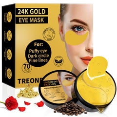 Treondexir parches ojos dorados 24K, mejora la apariencia de la mirada.