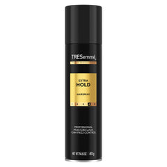 TRESemmé Extra Hold Hairspray bottle for reliable, all-day hold and frizz control.