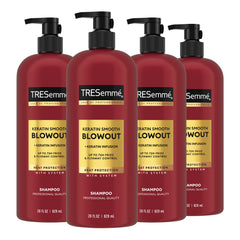 TRESemmé Keratin Smooth Blowout Champú en botella, aporta brillo y control del frizz.