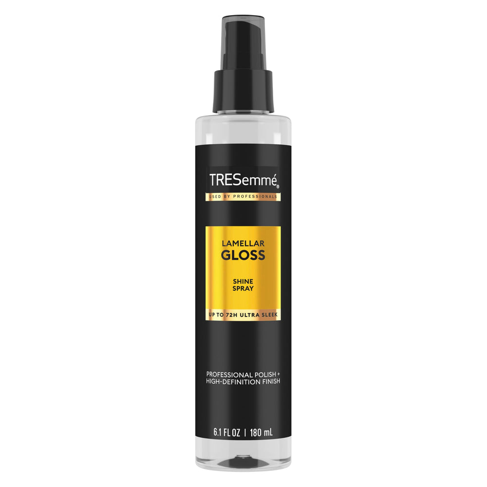 TRESemmé Lamellar Gloss Shine Spray bottle for ultra glossy results.
