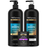 TRESemmé shampoo bottle with silky, frizz-free styling