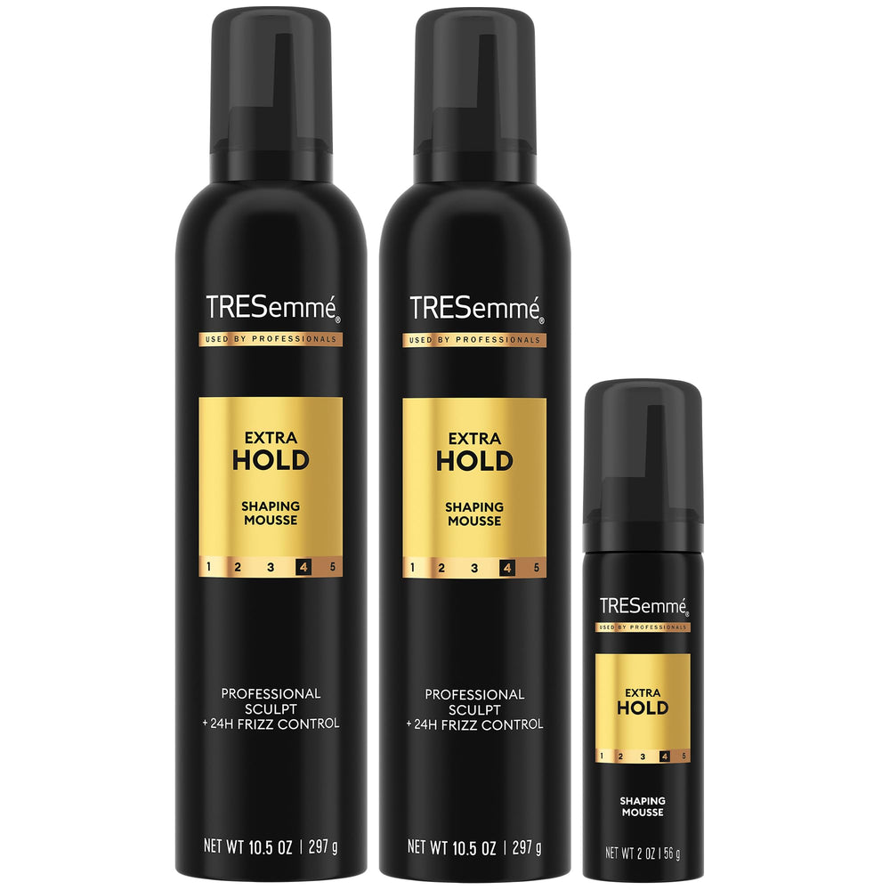 TRESemmé Shaping Mousse bundle with two full-size bottles and a travel-size bottle for versatile styling