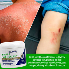 TriDerma Crema Curación Intensa en tarro para aplicación precisa.