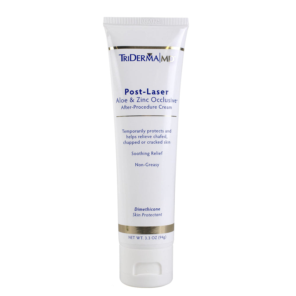 TriDerma Post Laser Aloe and Zinc Cream bottle for post-treatment hydration