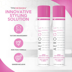 TRIDESIGN Aerogel mist on hair highlighting volume and shine.