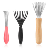 Trinkrittey 3-piece cleaner set with wood and metal rake design for durability