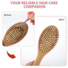 Trinkrittey wooden hair brush cleaner in use for safe maintenance