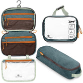 TRIPPED Travel Gear Toiletry Bag Set, hanging design for clutter-free packing.