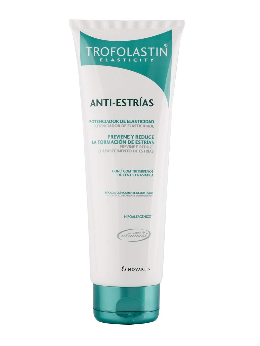 Trofolastin Anti-stretch cream bottle supports skin elasticity during pregnancy.