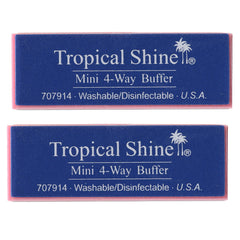 Tropical Shine Mini 4 Way Buffer Block smooths ridges with fine grit for a refined surface.