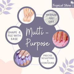 Tropical Shine Zebra file top grip demonstrates secure handling for efficient shaping.