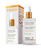Truly Coco Cloud After Shave Serum bottle pour for post-shave hydration