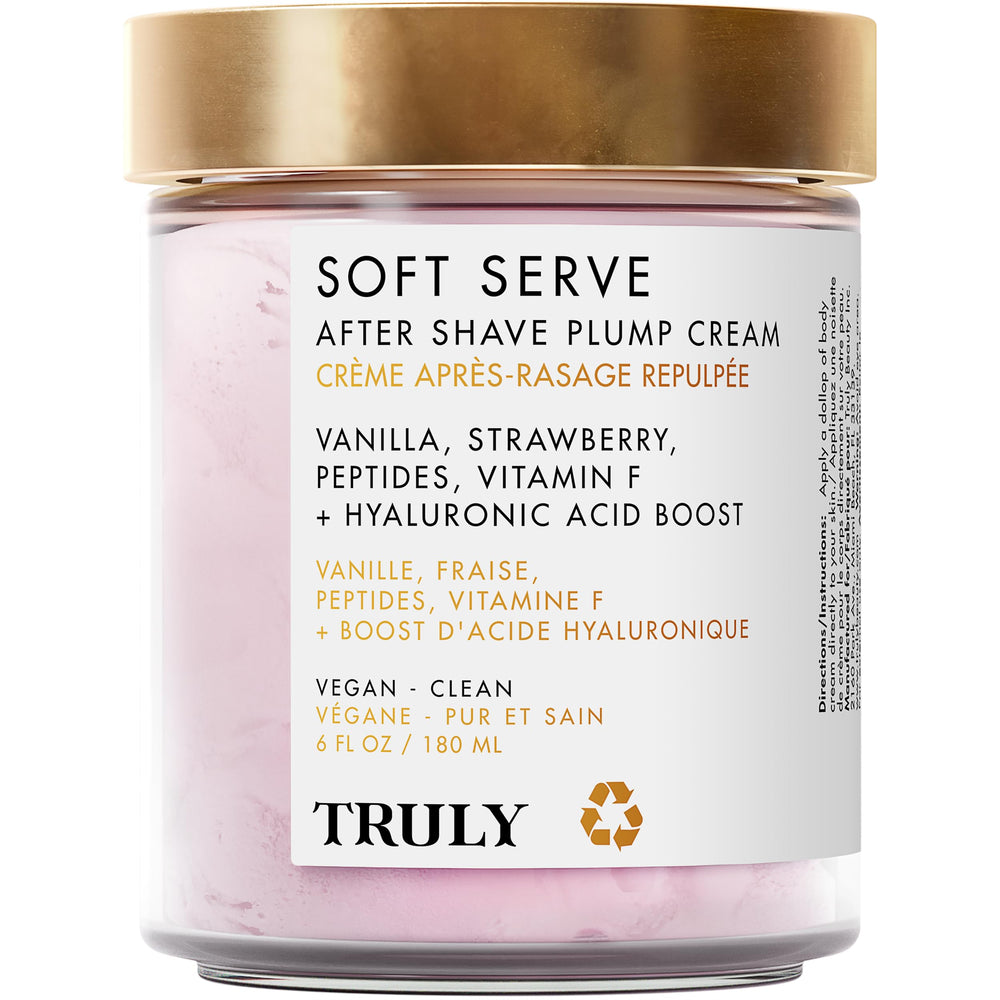 Truly Soft Serve After Shave Plump Cream bottle for post-shave hydration