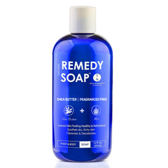 Truremedy Naturals Shea Butter sin fragancia, envase de 12 oz para uso diario, hidrata sin irritar.