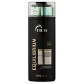 TRUSS Equilibrium bottle front shows balanced hydration for oily scalp and dry ends.