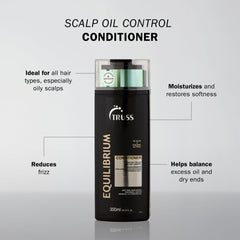 TRUSS Equilibrium conditioner application for damp hair delivers lightweight moisture.
