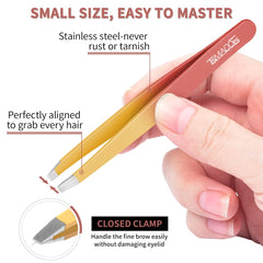 TsMADDTs flat tweezers highlighting clean, even brow shaping