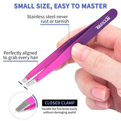 TsMADDTs Precision Tweezers Closeup for reliable grip on brow hairs.
