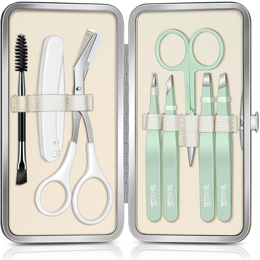 TsMADDTs 8-in-1 eyebrow kit with precision tweezers for accurate shaping