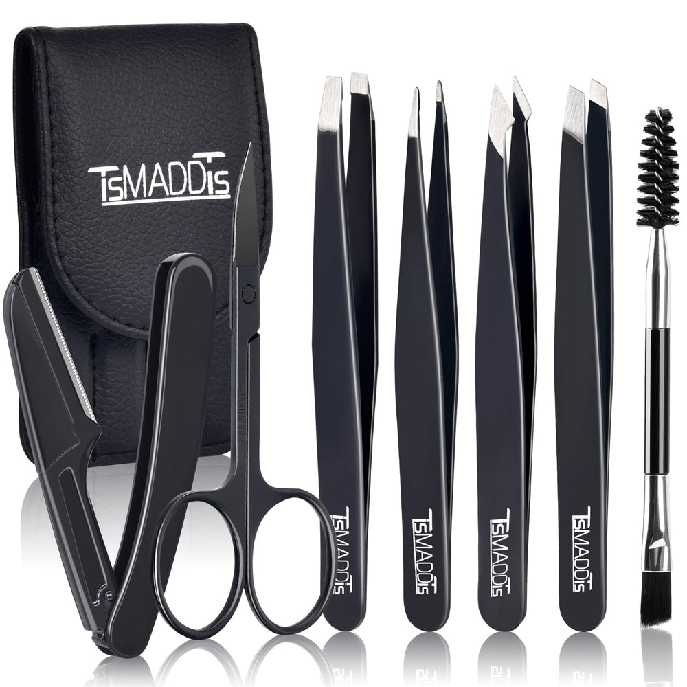 TsMADDTs pointed tweezer for precise brow shaping and ingrown hair removal.