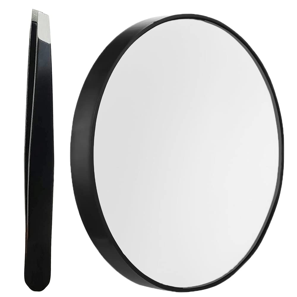 TTSAM 10x magnifying round makeup mirror provides close-up detail for flawless application.