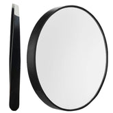 TTSAM 10x magnifying round makeup mirror provides close-up detail for flawless application.