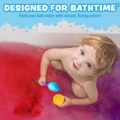 Tub Works Bath Color Brush pintando el agua con colores vibrantes.