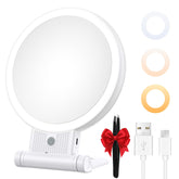 Tubbede lighted makeup mirror with 1X/30X magnification for full-face view and detail work.