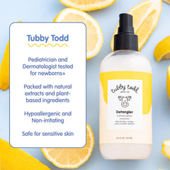 Tubby Todd detangler Lemon Creme scent on bottle for fresh aroma