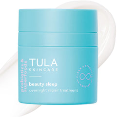 TULA Beauty Sleep Overnight Repair bottle for nighttime nourishment.