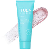 TULA So Poreless scrub jar close-up demonstrates gentle exfoliation for smoother pores.