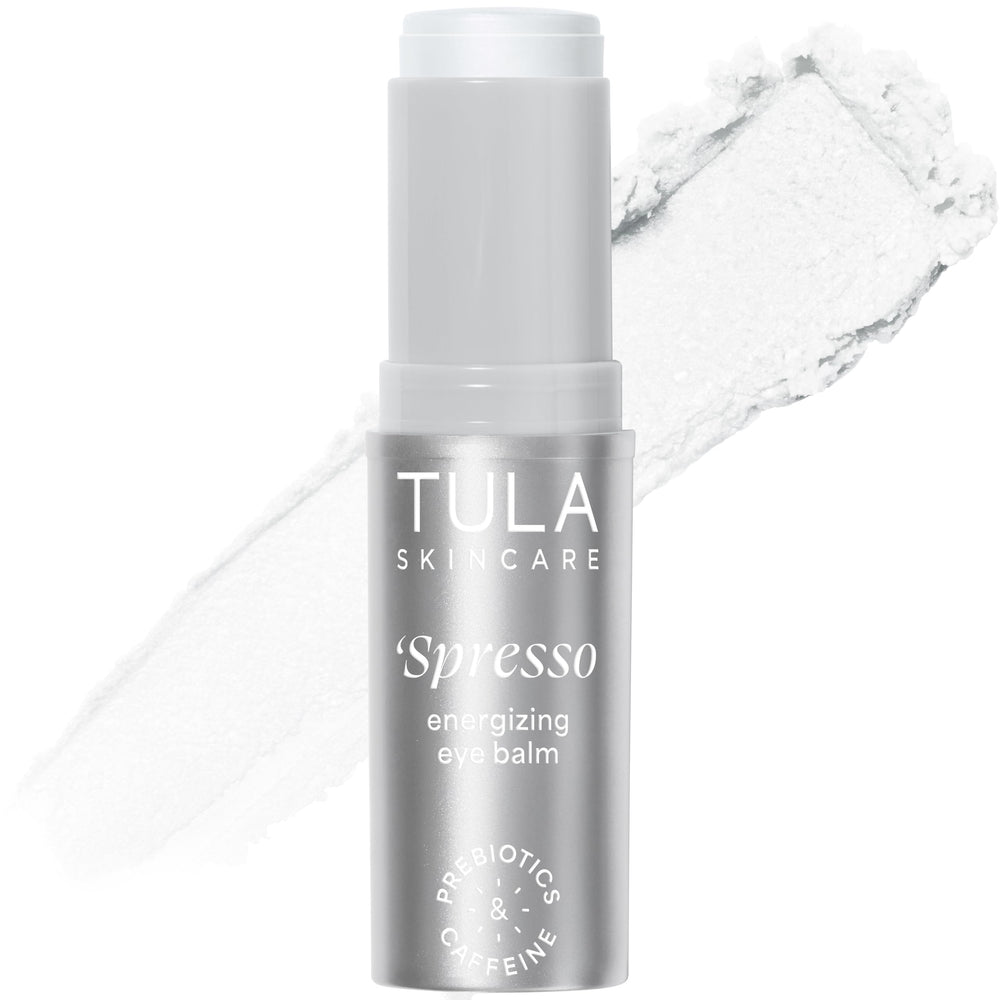 TULA Spresso Iced eye balm outer packaging for on-the-go refreshment.