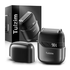 Tulzim electric foil shaver close-up showing 3 floating blades for precise shaving.