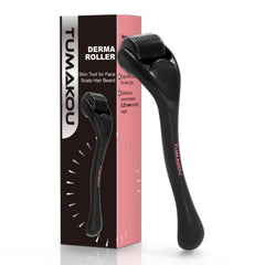 TUMAKOU Derma Roller for the face with frosted grip for comfortable daily use.