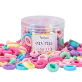 Gomas de pelo Tunbao para bebés, estuche de 100 piezas para peinados fáciles.