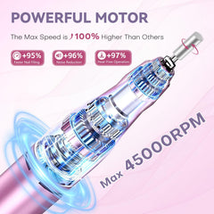 TUOBEO Nail File with LCD display shows RPM and battery status for precise control.