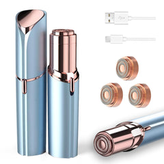 Tuokiy facial hair remover for women, blue, front view, ergonomic design for gentle trimming.