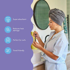 Turbie Twist Dark Shadow microfiber hair towel wrap absorbs moisture efficiently