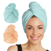 Turbie Twist dos-pack: toallas microfibra para secado rápido y suave del cabello