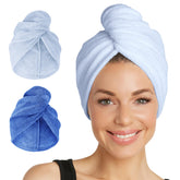 Turbie Twist Pack Dos: toallas de microfibra azul deslumbrante para secado rápido