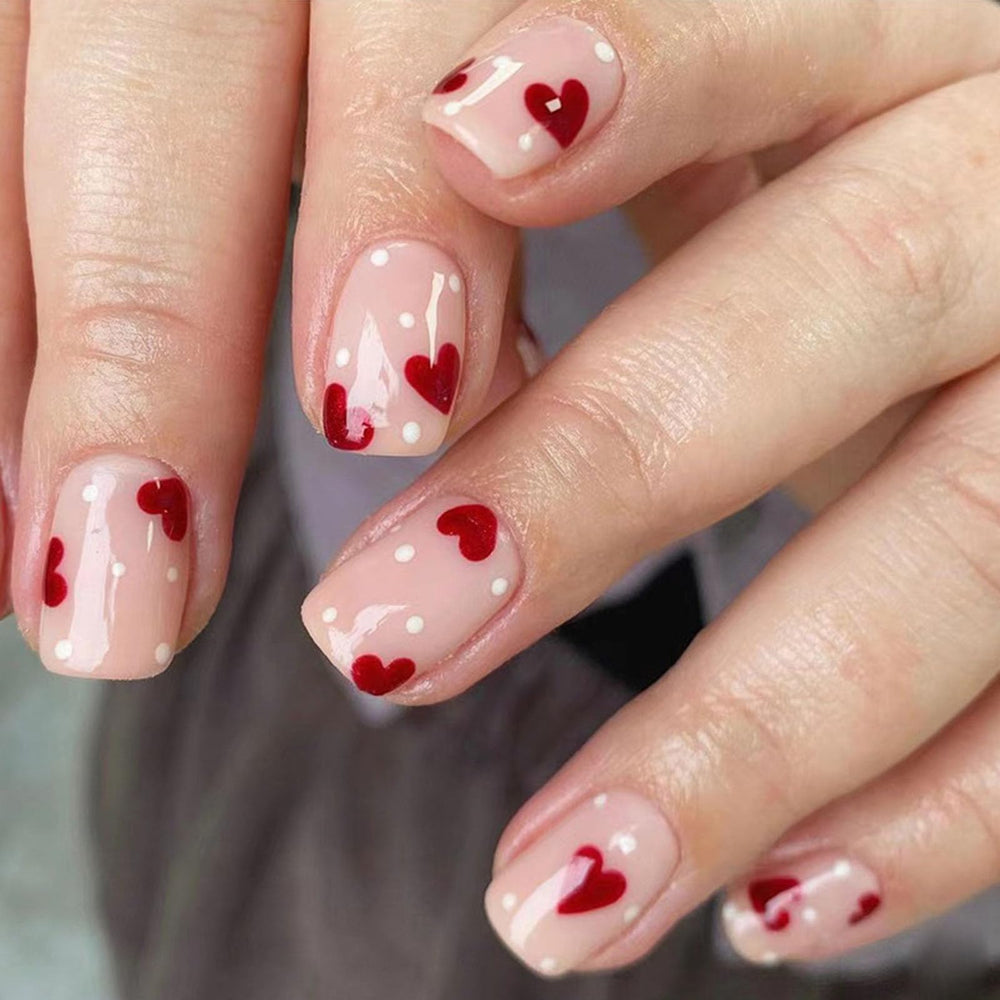 TUZANDW uñas san valentín con corazones, diseño romántico para ocasiones especiales