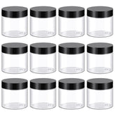 TUZAZO 2 oz clear plastic container with lid for easy travel storage of cosmetics.