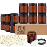 TUZAZO 4oz amber glass jar with inner lid, ideal for lotions and butters