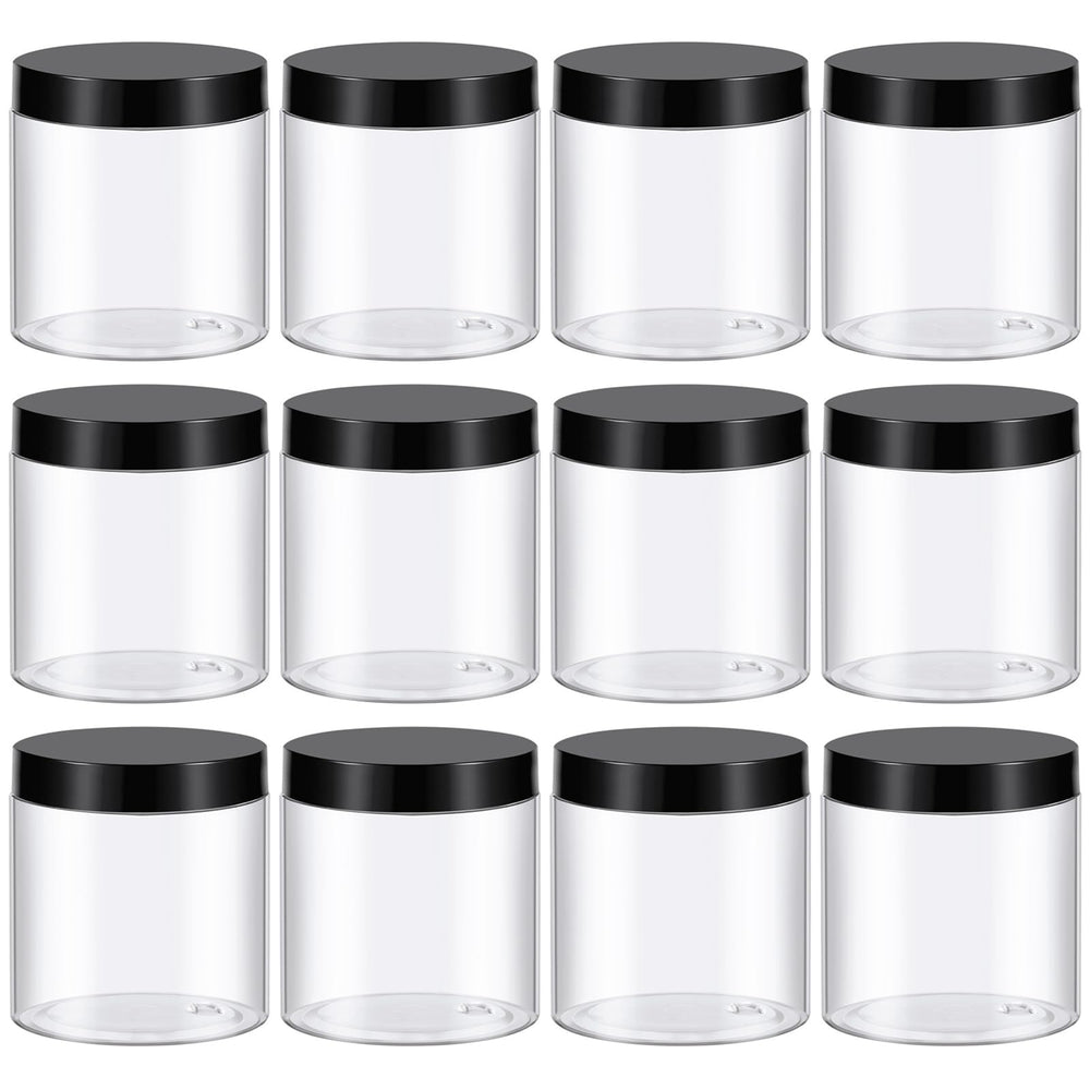 Tuzazo 8oz plastic jar with black lid for creams and lotions