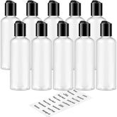 TUZAZO clear 3.4 oz travel bottle, transparent for easy content recognition.