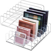 TUZAZO two-pack acrylic eyeshadow palette organizer with seven sections for orderly palettes.