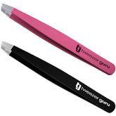 TWEEZER GURU 2-pack slant-tip tweezers close-up for precise, controlled tweezing.