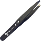 Tweezer Guru black tweezers closeup showing precise alignment for delicate grooming